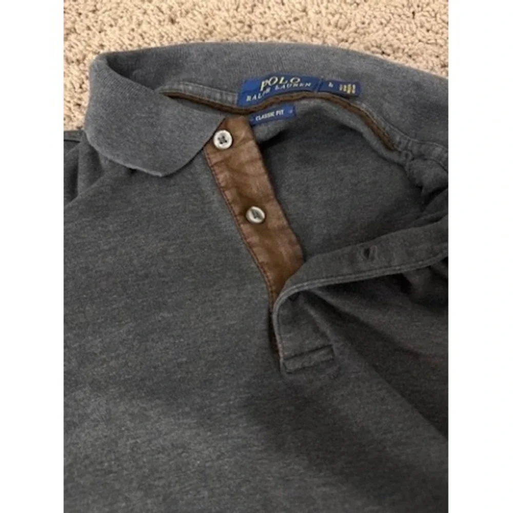 Polo Ralph Lauren Mens Long Sleeve Gray Classic Fit Polo Rugby Shirt Size L Pony